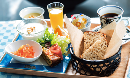 Breakfast served with tableware typical of Kyoto Bringing you a new discovery that stimulates your mind